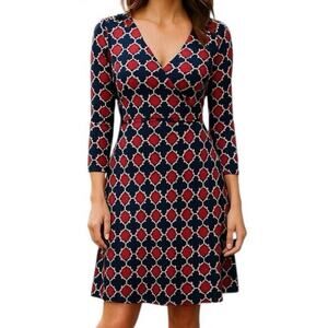 41 Hawthorn Stitch Fix Women’s Navy Red White Geometric Print Wrap Dress Medium